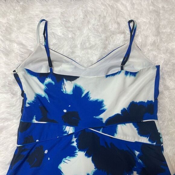 Banana Republic Dress Maxi Long Blue White Floral Spagetti Strap Size 2 Panelled - Picture 15 of 15